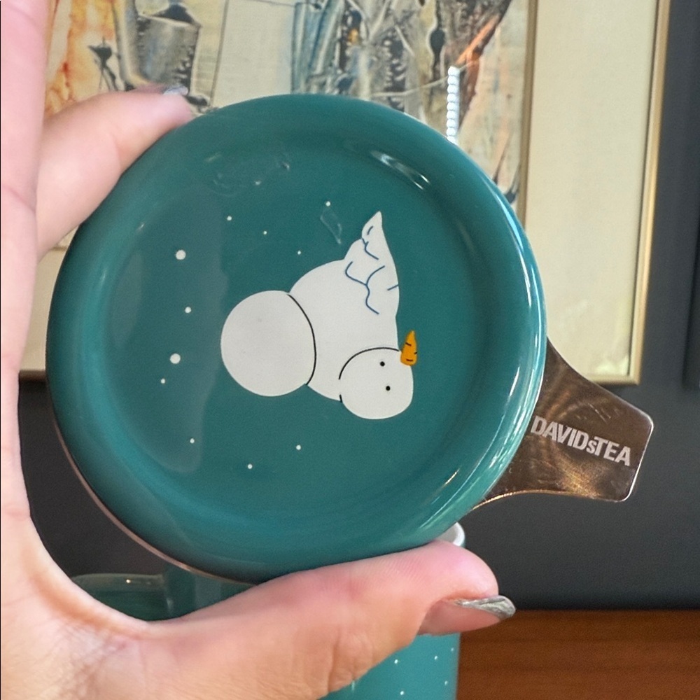 Teal David’s tea winter  Snowman Mug with Lid - Picture 3 of 7